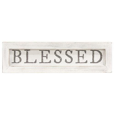 Blessed White Framed Sign - The Fox Decor